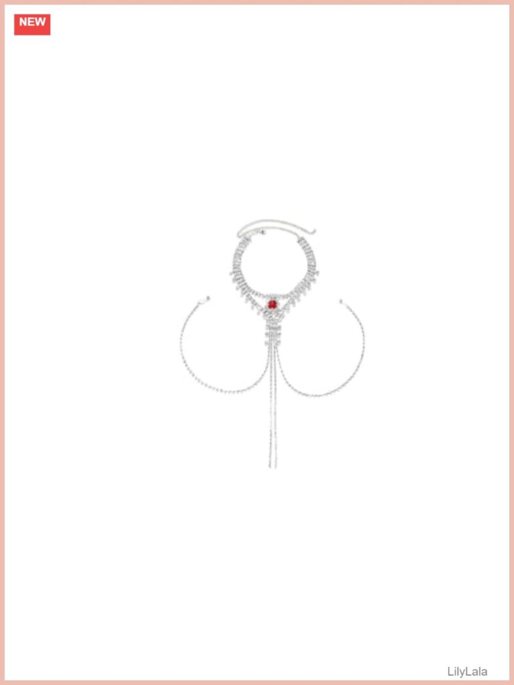 Rhinestone Body Chain Non Piercing Nipple Necklace Alloy Crystal Chest Jewelry